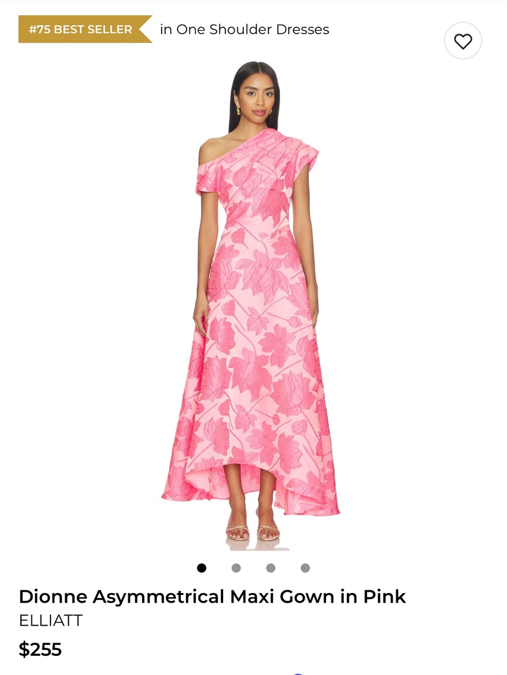 Elliatt Pink One-Shoulder Asymmetrical Floral Maxi Dress